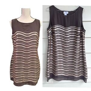 Soft Surroundings Brown Sequins Tunic Sleeveless Top | Mini Dress‎  Size Medium